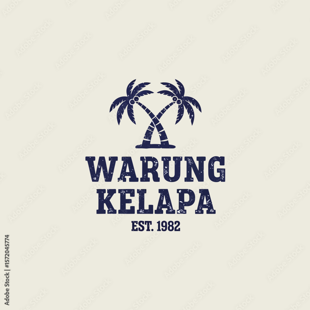 Fototapeta premium Palm Tree Logo Tropical Beach Warung Kelapa.