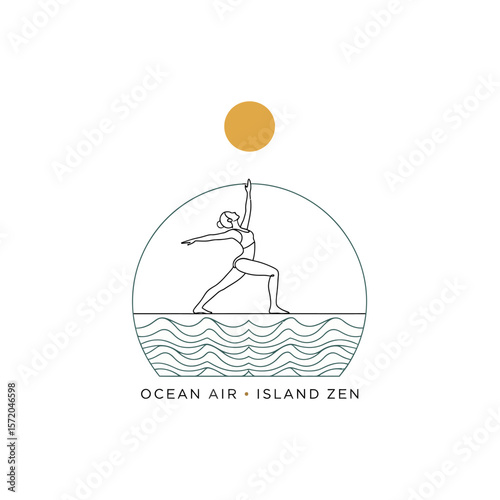 Yoga Pose Island Zen Beach Wellbeing Female.