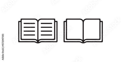 Black book icon, education, and knowledge in a minimalist black and white design, vector illustration eps 10.