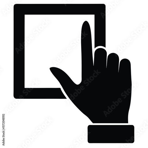 Black hand is selecting a box with its finger isolated on white background