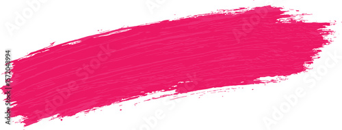 Vibrant Magenta Paint Stroke on White Background, Expressive Brushstroke Texture.