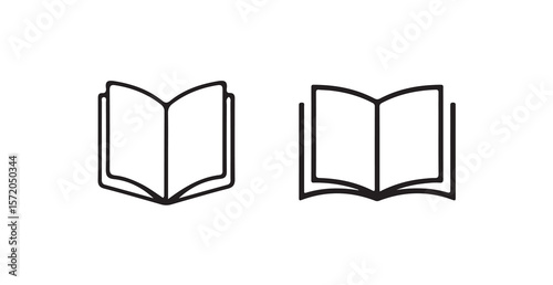 Black book icon, education, and knowledge in a minimalist black and white design, vector illustration eps 10.