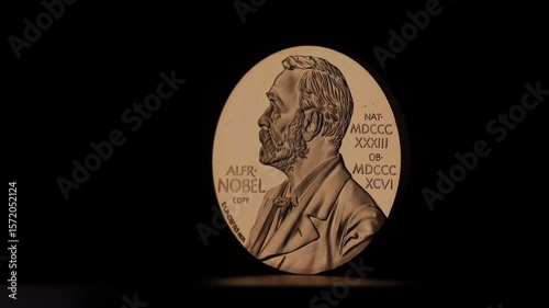 Noble prize medal rotating