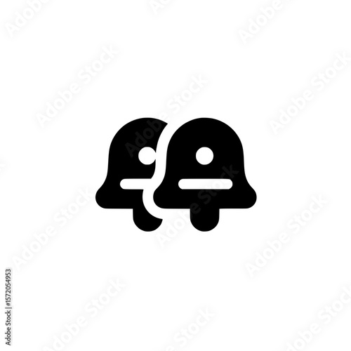 Icon showing two person silhouettes with speech bubbles symbolizing conversation, messaging, or dialogue