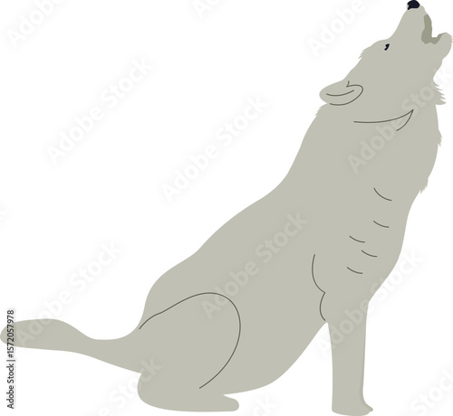 Silhouette Illustration of a Howling Wolf