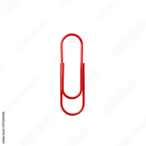 Red paper clip on white background for office use and organization  