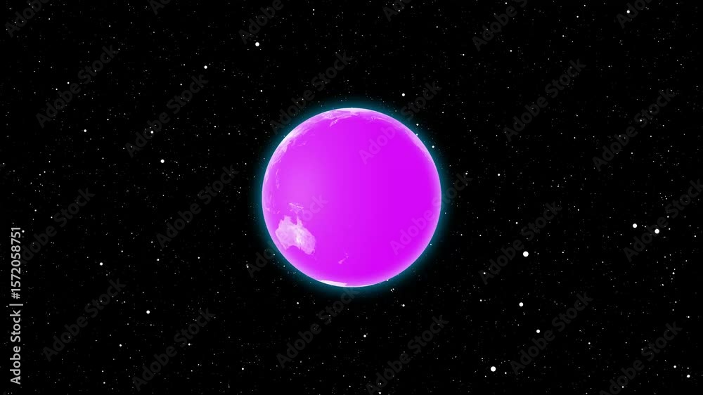 Animated 3d rotation earth glob space with star and galaxy motion background.