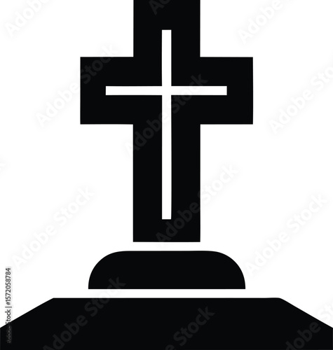 cross grave marker vector icon. Halloween Related Vector Icon.