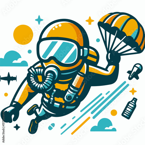 sky diver vector illustration
