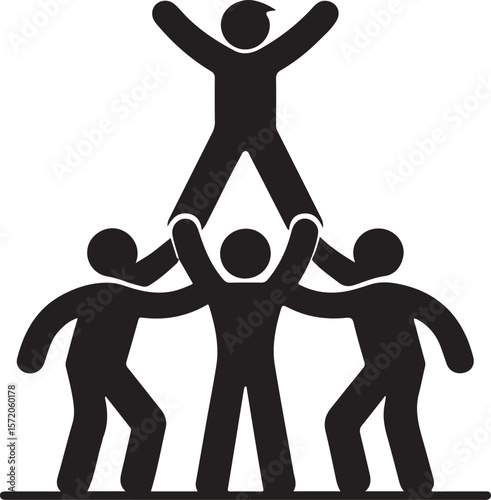 People pyramid teamwork celebration success