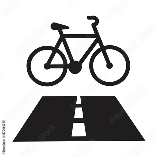 Bike lane icon. Bike path symbol. On a white background