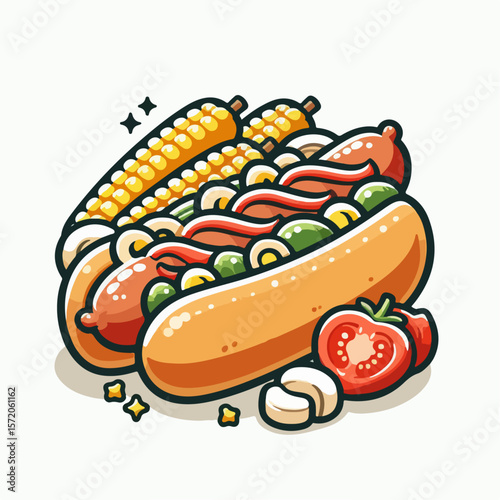 Bratwurst food vector illustration