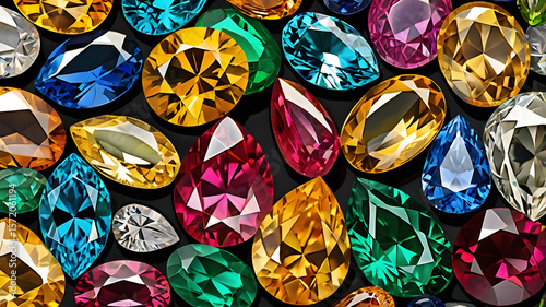 Macro Closeup of Brilliant Cut Gems – Full Frame Gemstone Texture