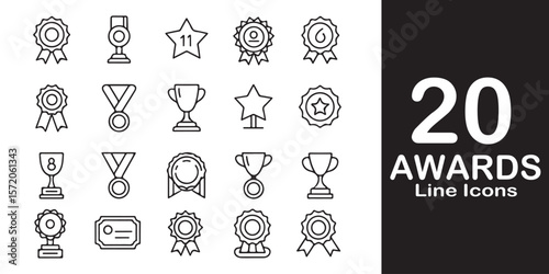 Award Winning Line Icons – Vector Set for Celebrations