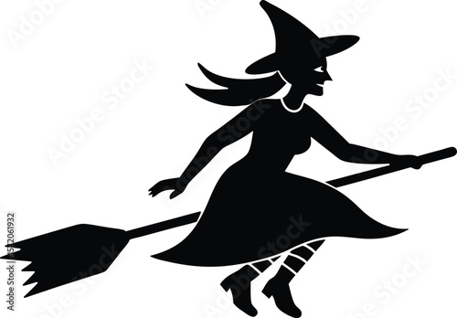 witch broom vector icon. Halloween Related Vector Icon.