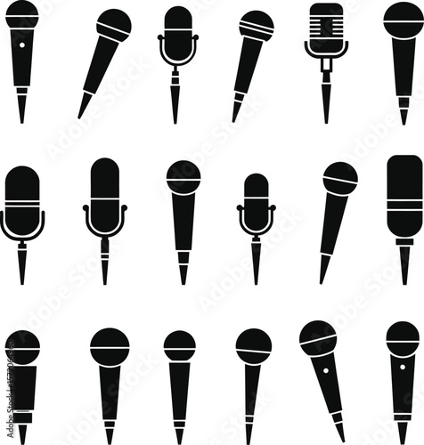 Collection of microphone silhouettes various styles