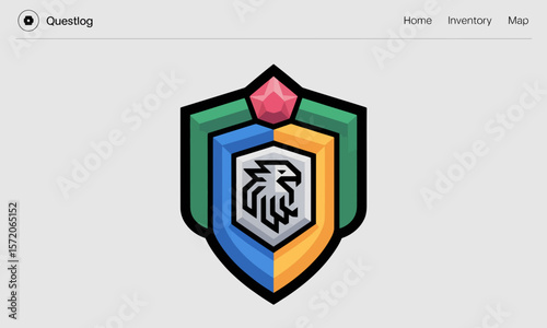 Illustrated Crest Displays Eagle Emblem for Fantasy Game, with clean design, vector graphics and vibrant color palette, against a plain background.