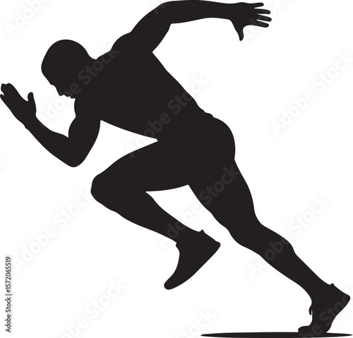 Black silhouette of a runner in motion running athlete