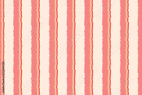 Hand drawn vector seamless vertical stripes pattern in orange, cream and rose tones. Perfect for fabric, gift wrapping, packaging and background design.