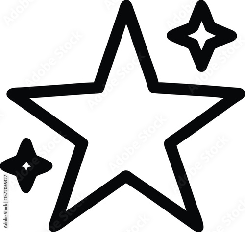 A black and white icon shows a star with sparkles for rating something