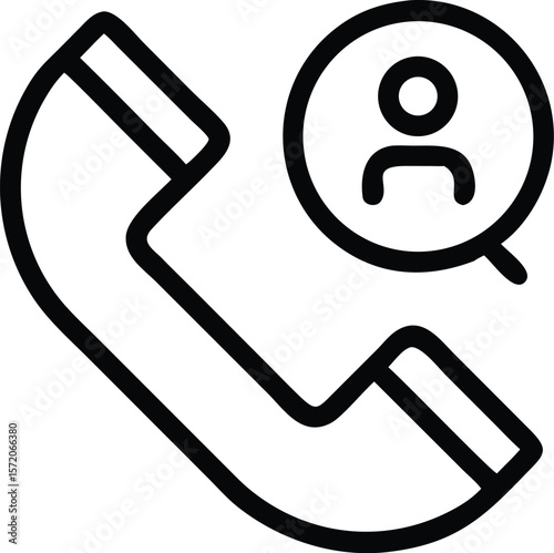 A simple phone icon with a person inside a circle for contact information