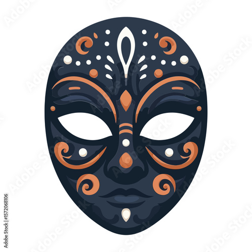 This image shows an ornate, dark mask with decorative patterns, ideal for websites or blogs about culture, mystery, or Halloween.


