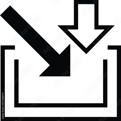 Two arrows pointing into a box for download or upload