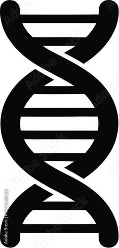 A minimalistic depiction of a black dna helix icon centered within a white circular frame on a white background