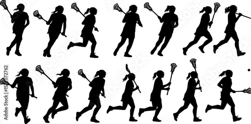 Woman Lacrosse silhouette vector
