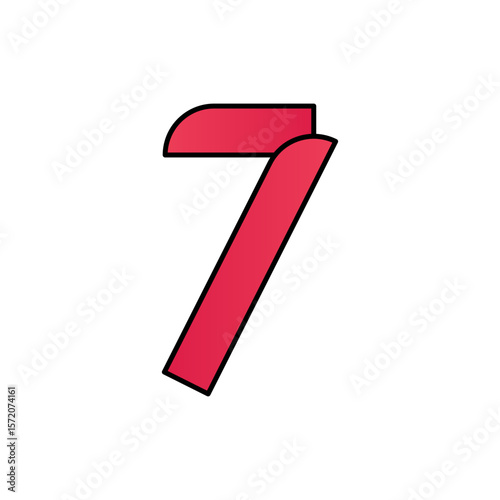 gradient abstract red number seven vector illustration