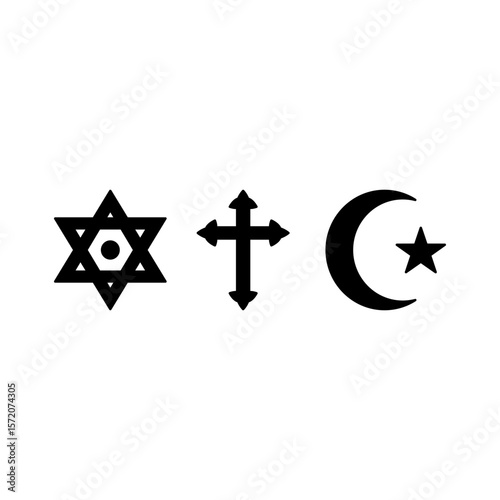 monotheistic abrahamic religions symbols vector illustration
