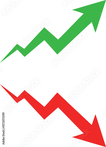 Stock market trends up down arrow green red financial growth loss investment concept vector