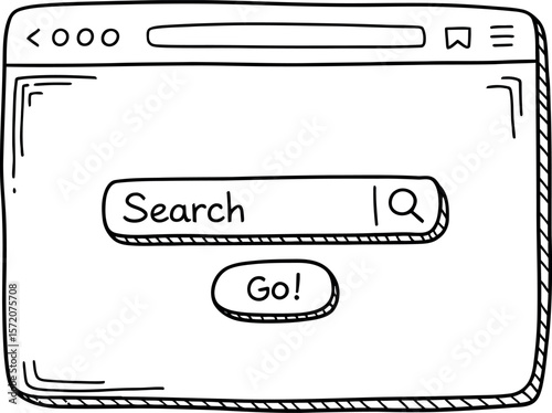 Search engine interface sketch illustration for web design and user interface design