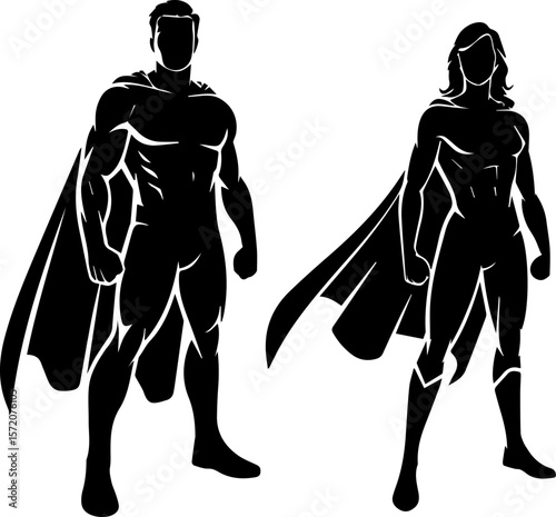 superhero silhouette black silhouette vector illustration