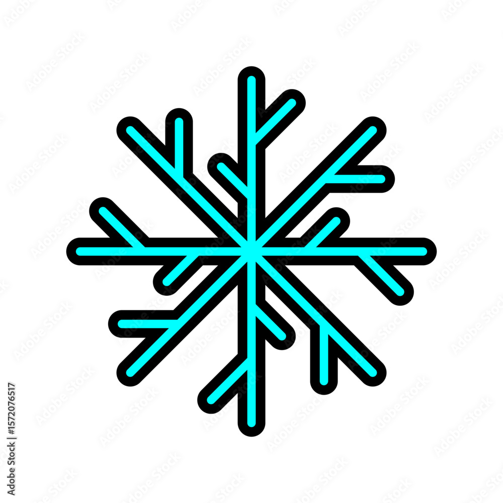 Fototapeta premium bright blue snowflake vector icon illustration