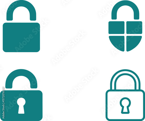 Security lock icons set vector illustration for data protection and privacy concept