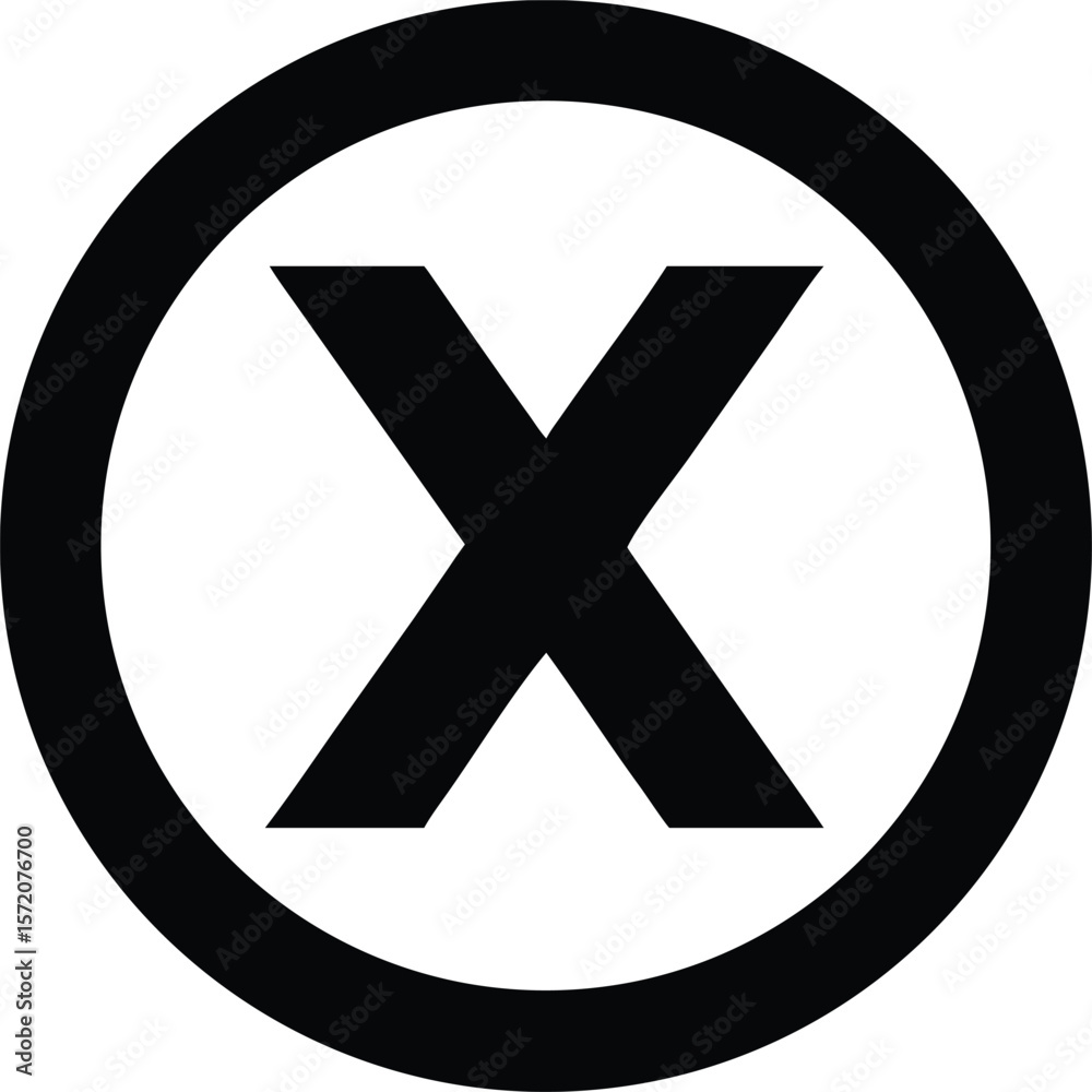 Obraz premium Vector art of a bold, black letter x is prominently featured within a simple white circle