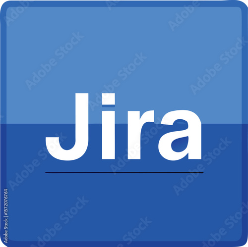 Vector art of a blue square icon with the word jira in white