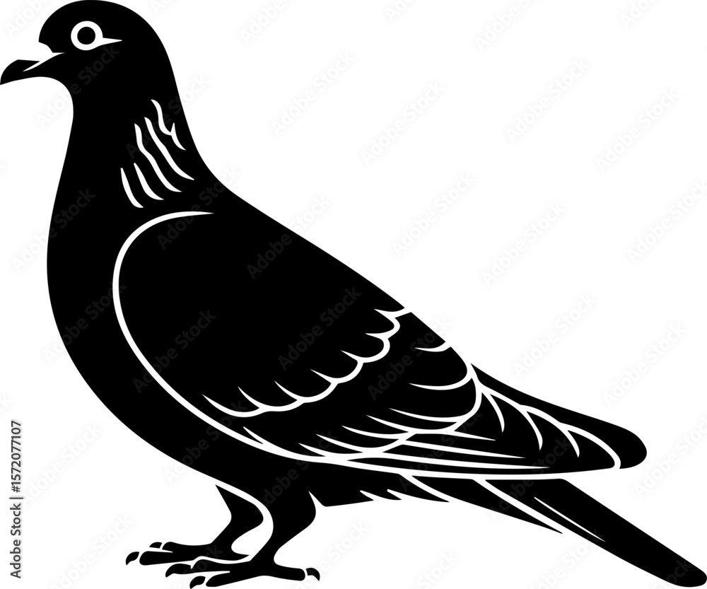 Obraz premium pigeon silhouette vector illustration, coloring book page