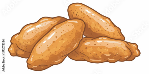 Chicken Wings Vector Illustration with Crispy Texture