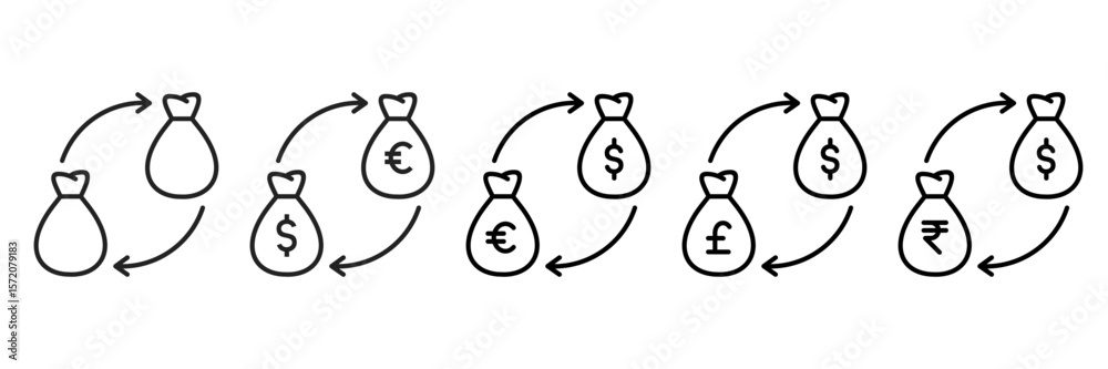 Obraz premium Exchange Icon Set With Different Currencies