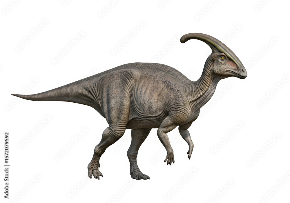 Fototapeta premium parasaurolophus walking calmly in side view isolated on white background