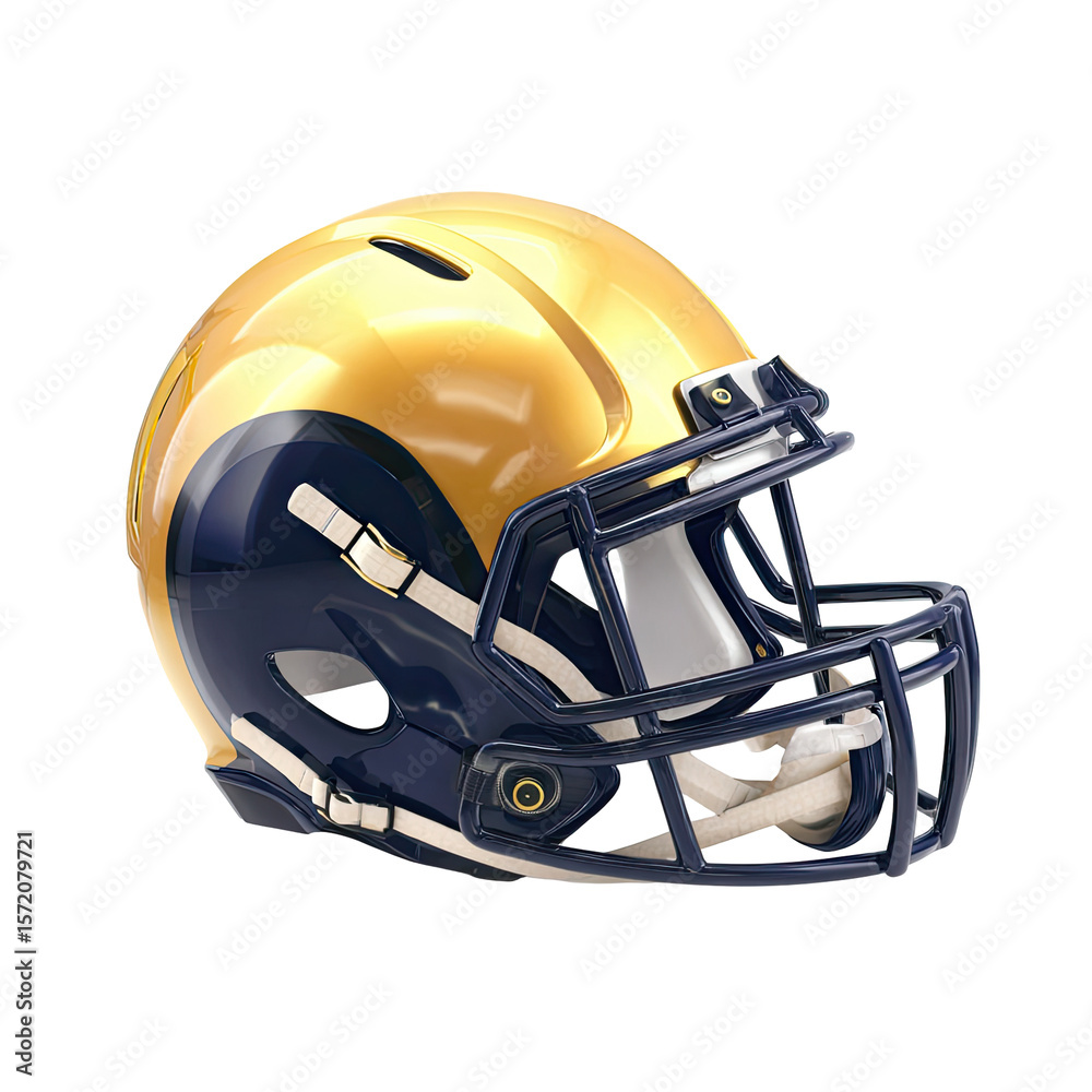 Fototapeta premium Gold and Blue Football Helmet Isolated on Transparent Background