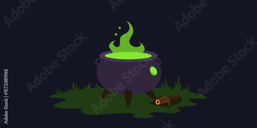 Mystical Cauldron Brewing Magic and Mystery in a Dark Night