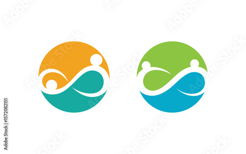 Human care Love adoption group network and social logo design v.43