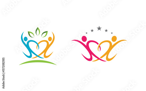 Human care Love adoption group network and social logo design v.45