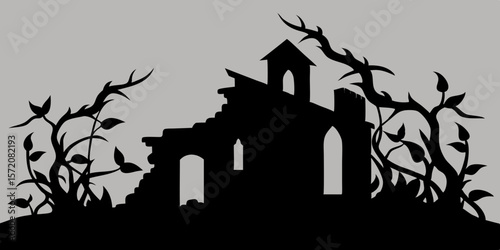Enigmatic Ruins A Silhouette of Time's Passage and Nature's Reclaim