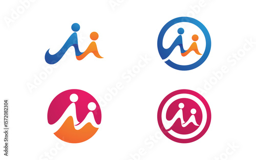 Human care Love adoption group network and social logo design v.48