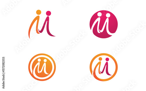 Human care Love adoption group network and social logo design v.50