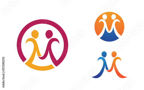 Human care Love adoption group network and social logo design v.54